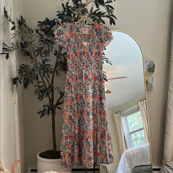 Banjanan Floral Smocked V-Neck Maxi Dress - Coral, Purple, Mint. NWT for Spring! - Picture 7 of 11